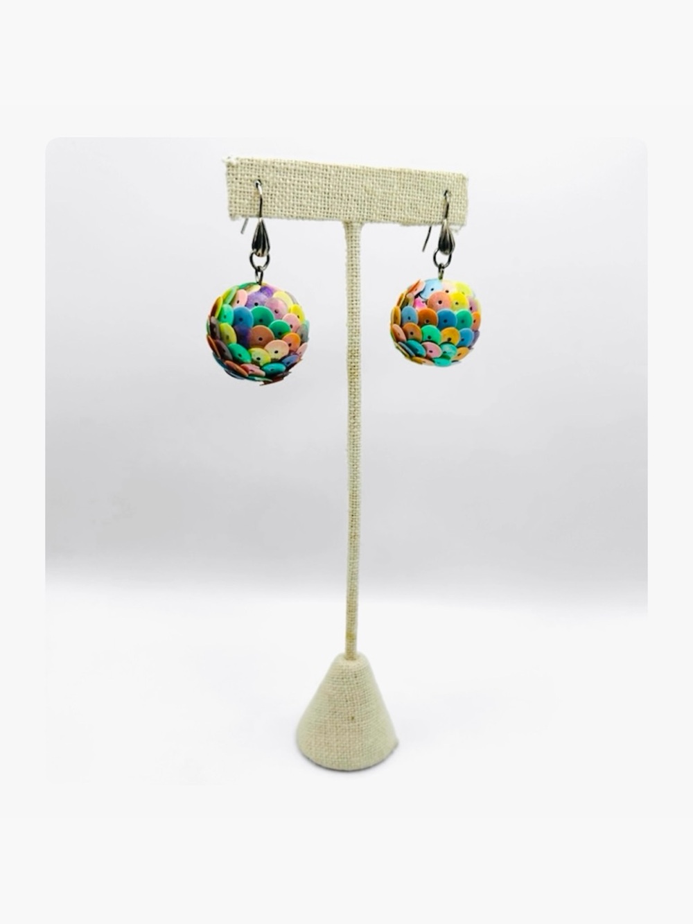 ★ Vintage Colorful Sphere Sequins Hand Wired Dangling Festival Earrings ★